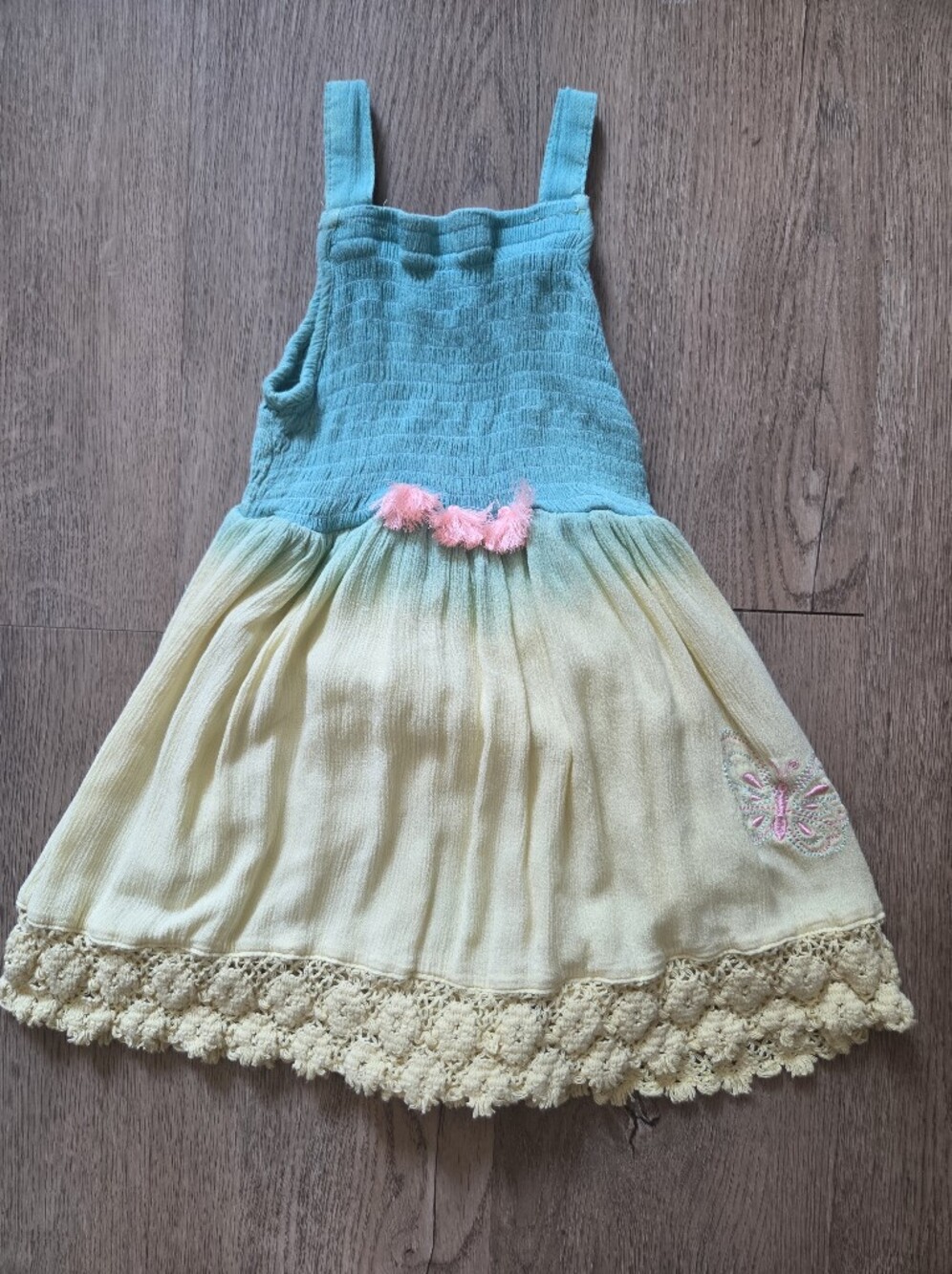 Little Lass Teal And Yellow Sundress